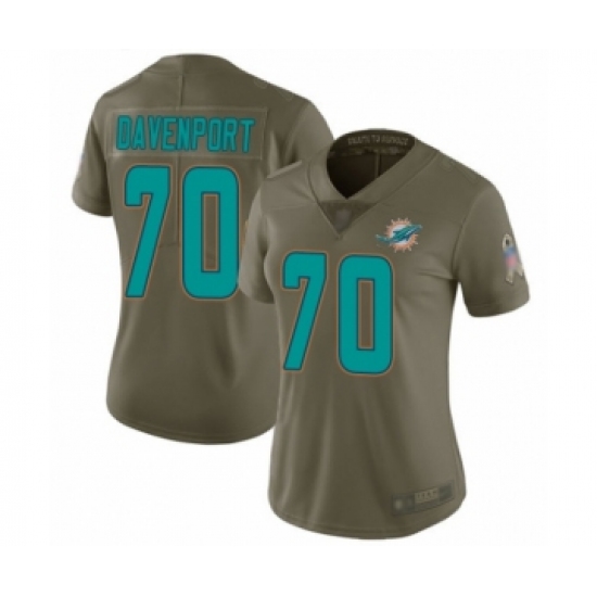 Women's Miami Dolphins #70 Julie'n Davenport Limited Olive 2017 Salute to Service Football Jersey - Ujersey