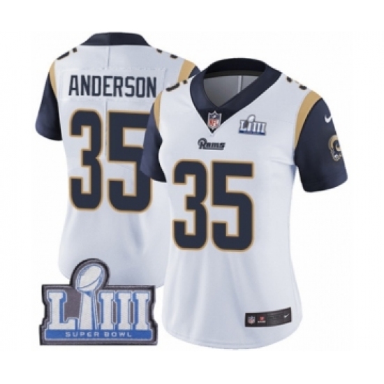 Women's Nike Los Angeles Rams #35 C.J. Anderson White Vapor Untouchable Limited Player Super Bowl LIII Bound NFL Jersey - Ujersey