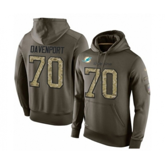 Football Miami Dolphins #70 Julie'n Davenport Green Salute To Service Men's Pullover Hoodie - Ujersey
