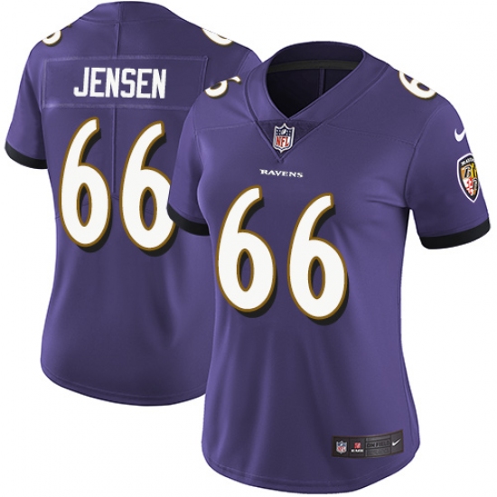 Women's Nike Baltimore Ravens #66 Ryan Jensen Purple Team Color Vapor Untouchable Limited Player NFL Jersey - Ujersey