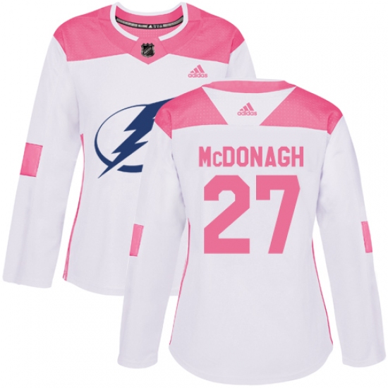 Women's Adidas Tampa Bay Lightning #27 Ryan McDonagh Authentic White Pink Fashion NHL Jersey - Ujersey