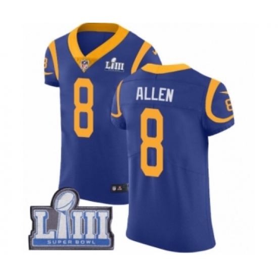 Men's Nike Los Angeles Rams #8 Brandon Allen Royal Blue Alternate Vapor Untouchable Elite Player Super Bowl LIII Bound NFL Jersey - Ujersey