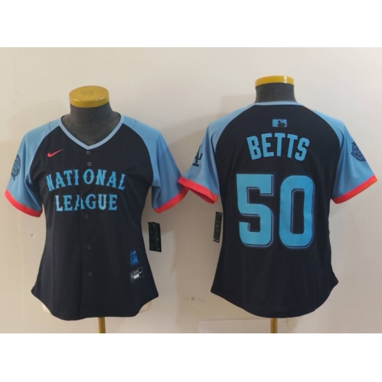 Women's Los Angeles Dodgers #50 Mookie Betts Navy 2024 All Star Limited Stitched Jersey - Ujersey