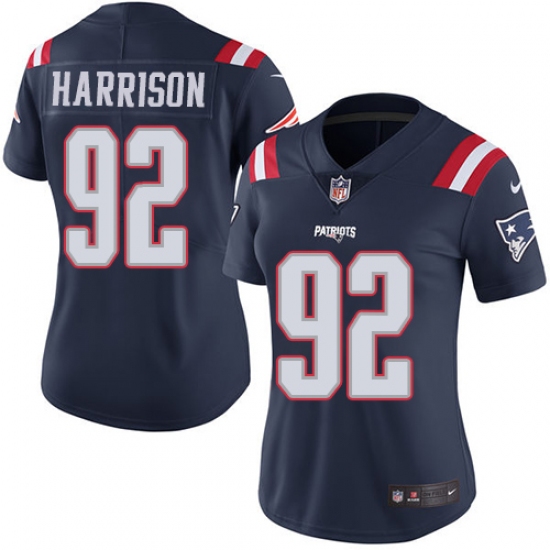 Women's Nike New England Patriots #92 James Harrison Limited Navy Blue Rush Vapor Untouchable NFL Jersey - ujerseystore