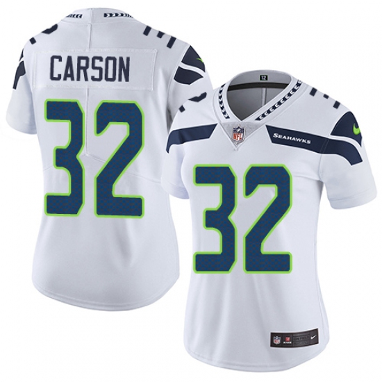 Women's Nike Seattle Seahawks #32 Chris Carson White Vapor Untouchable Limited Player NFL Jersey - Ujersey