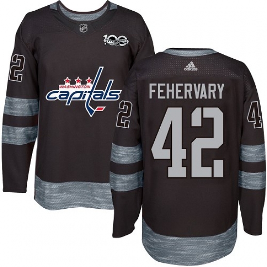 Men's Adidas Washington Capitals #42 Martin Fehervary Authentic Black 1917-2017 100th Anniversary NHL Jersey - Ujersey