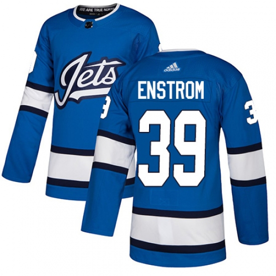 Men's Adidas Winnipeg Jets #39 Tobias Enstrom Authentic Blue Alternate NHL Jersey - Ujersey