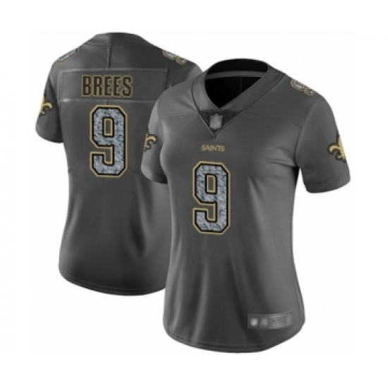 Women's New Orleans Saints #9 Drew Brees Limited Gray Static Fashion Football Jersey - Ujersey