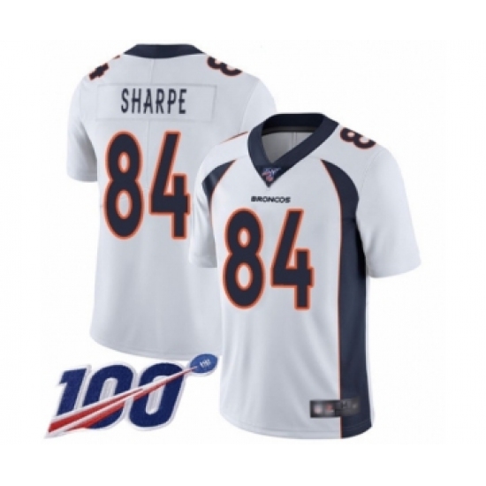 Men's Denver Broncos #84 Shannon Sharpe White Vapor Untouchable Limited Player 100th Season Football Jersey - Ujersey