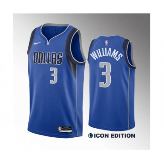 Men's Dallas Mavericks #3 Grant Williams Blue Icon Edition Stitched Basketball Jersey - Ujersey