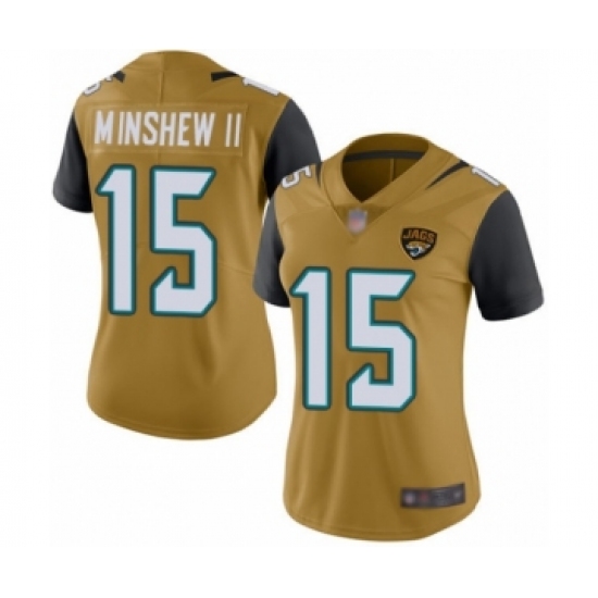 Women's Jacksonville Jaguars #15 Gardner Minshew II Limited Gold Rush Vapor Untouchable Football Jersey - Ujersey