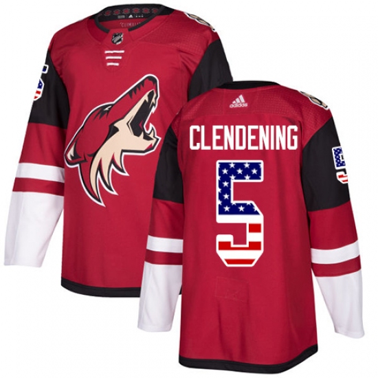 Men's Adidas Arizona Coyotes #5 Adam Clendening Authentic Red USA Flag Fashion NHL Jersey - Ujersey