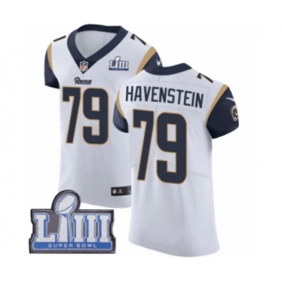 Men's Nike Los Angeles Rams #79 Rob Havenstein White Vapor Untouchable Elite Player Super Bowl LIII Bound NFL Jersey - Ujersey