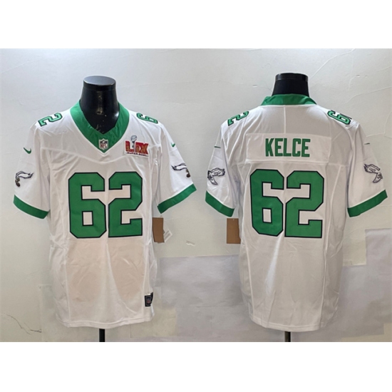 Men's Philadelphia Eagles #62 Jason Kelce White 2025 Super Bowl LIX F.U.S.E. Vapor Untouchable Limited Stitched Football Jersey - Ujersey
