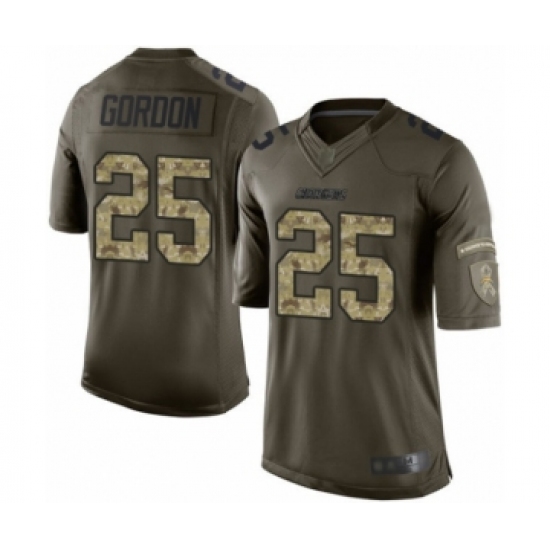 Men's Los Angeles Chargers #25 Melvin Gordon Elite Green Salute to Service Football Jersey - Ujersey