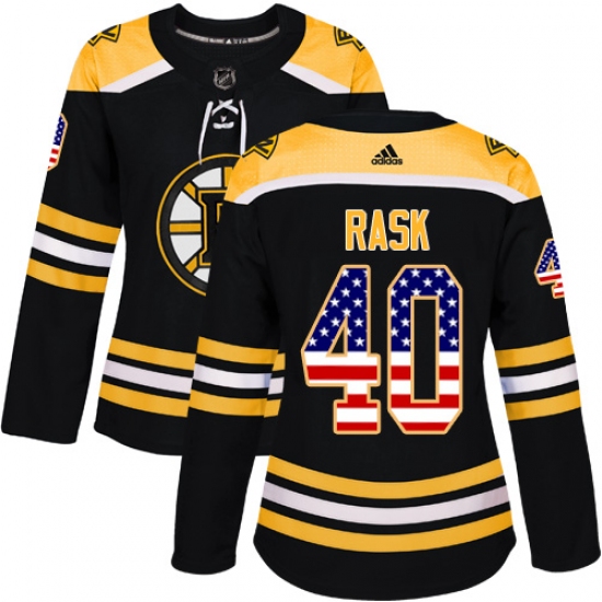 Women's Adidas Boston Bruins #40 Tuukka Rask Authentic Black USA Flag Fashion NHL Jersey - Ujersey