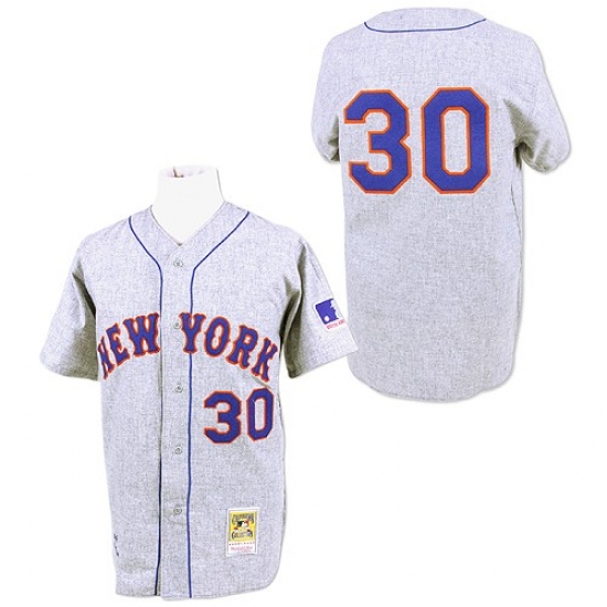 Men's Mitchell and Ness 1969 New York Mets #30 Nolan Ryan Authentic Grey Throwback MLB Jersey - Ujersey