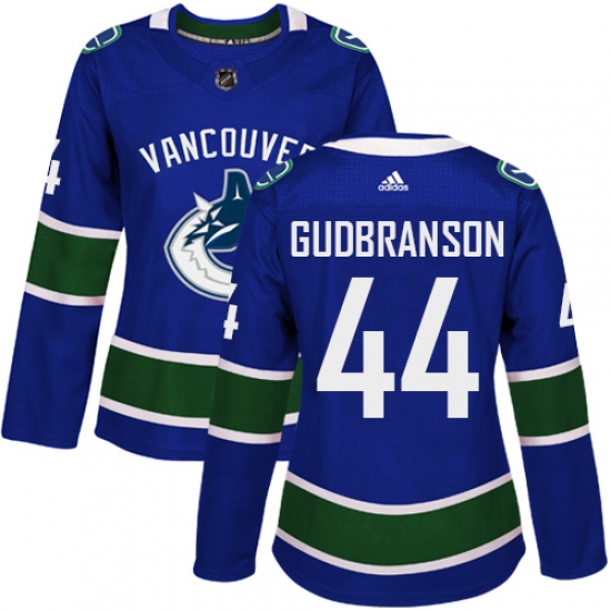 Women's Adidas Vancouver Canucks #44 Erik Gudbranson Premier Blue Home NHL Jersey - Ujersey