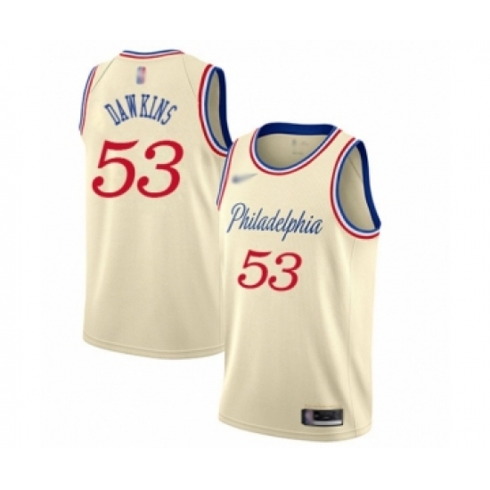 Women's Philadelphia 76ers #53 Darryl Dawkins Swingman Cream Basketball Jersey - 2019 20 City Edition - Ujersey