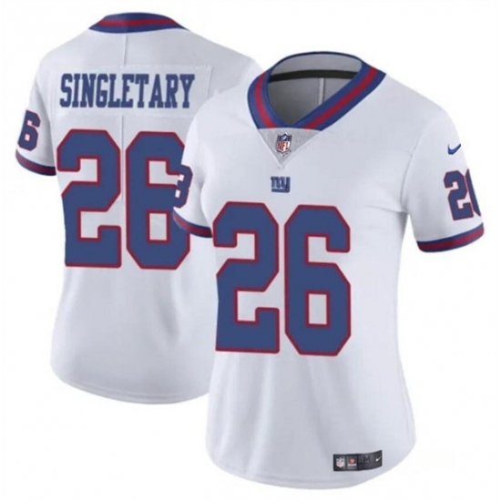 Women's New York Giants #26 Devin Singletary White Color Rush Stitched Jersey(Run Small) - Ujersey