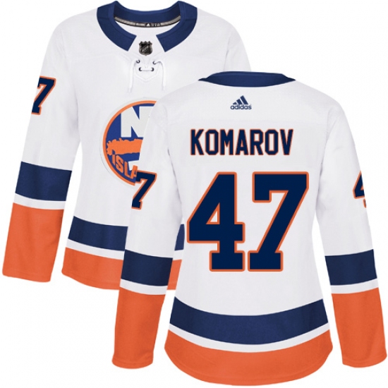 Women's Adidas New York Islanders #47 Leo Komarov Authentic White Away NHL Jersey - Ujersey
