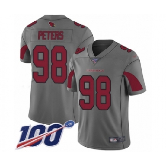 Men's Arizona Cardinals #98 Corey Peters Limited Silver Inverted Legend 100th Season Football Jersey - Ujersey