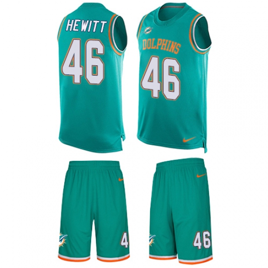 Men's Nike Miami Dolphins #46 Neville Hewitt Limited Aqua Green Tank Top Suit NFL Jersey - Ujersey