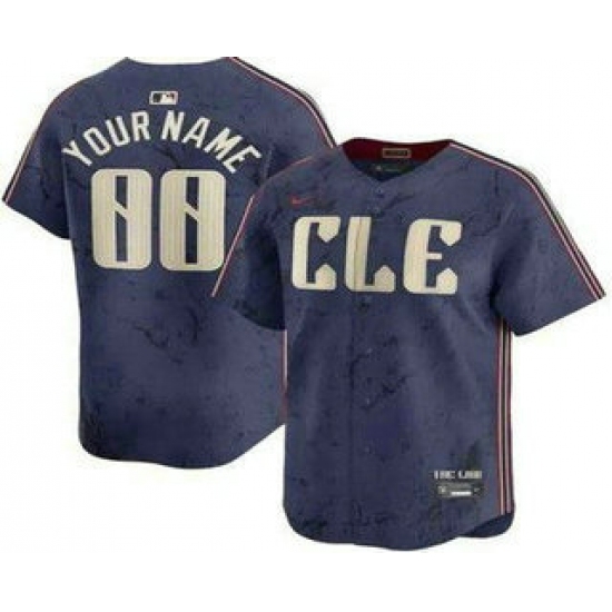 Men's Cleveland Guardians Customized Navy City Connect Limited Jersey - Ujersey