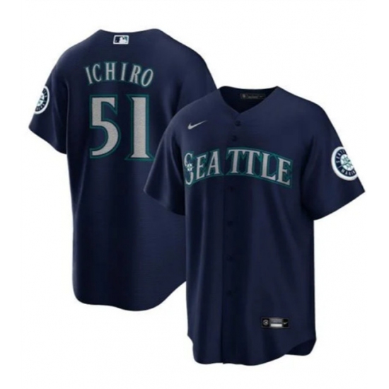 Men's Seattle Mariners #51 Ichiro Suzuki Navy Cool Base Stitched Baseball Jersey - Ujersey
