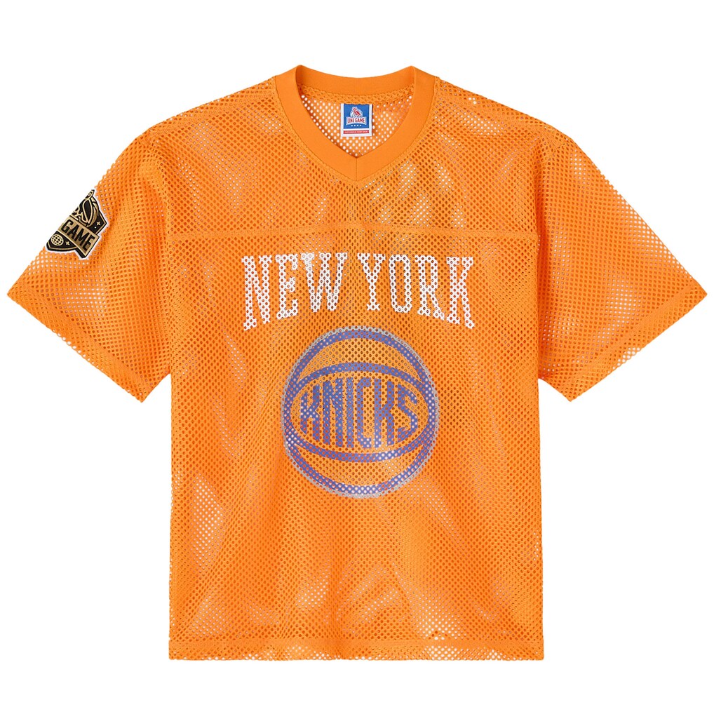 Men's New York Knicks OVO x NBA Orange Mesh Football Fashion Jersey - Ujersey