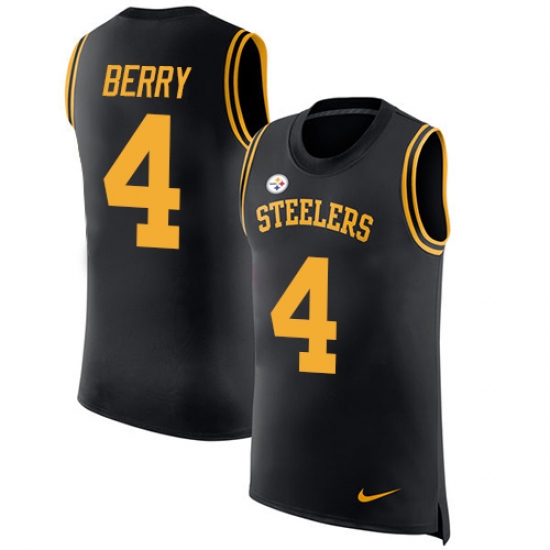 Men's Nike Pittsburgh Steelers #4 Jordan Berry Limited Black Rush Player Name & Number Tank Top NFL Jersey - Ujersey