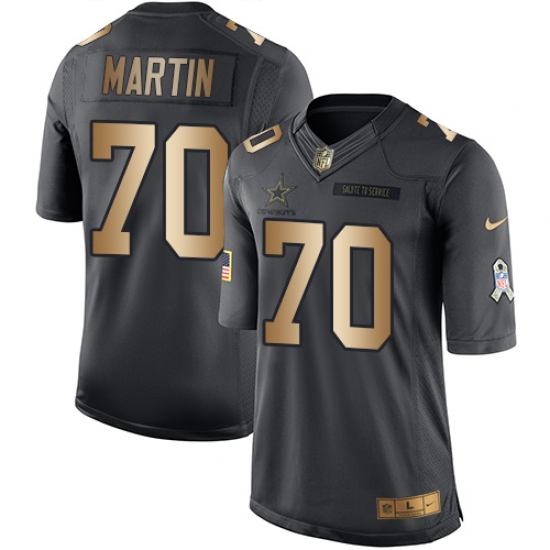 Men's Nike Dallas Cowboys #70 Zack Martin Limited Black/Gold Salute to Service NFL Jersey - Ujersey