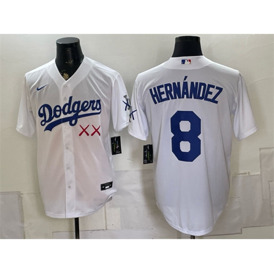 Men's Los Angeles Dodgers x KAWS #8 Enrique Hernández White Vapor Premier Limited Stitched Baseball Jersey
