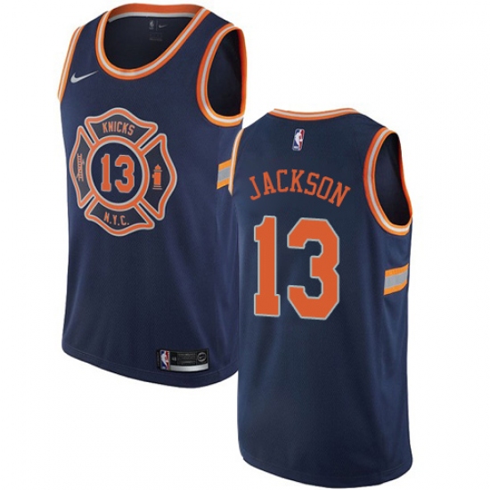 Men's Nike New York Knicks #13 Mark Jackson Swingman Navy Blue NBA Jersey - City Edition - Ujersey