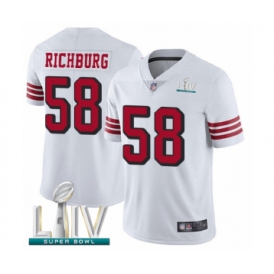 Men's San Francisco 49ers #58 Weston Richburg Limited White Rush Vapor Untouchable Super Bowl LIV Bound Football Jersey - Ujersey