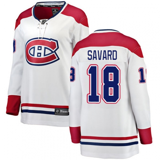 Women's Montreal Canadiens #18 Serge Savard Authentic White Away Fanatics Branded Breakaway NHL Jersey - Ujersey
