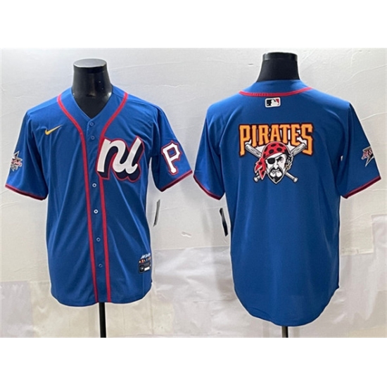 Men's National League Pittsburgh Pirates Team Big Logo Blue 2025 All-Star Edition Limited Stitched Baseball Jersey - Ujersey