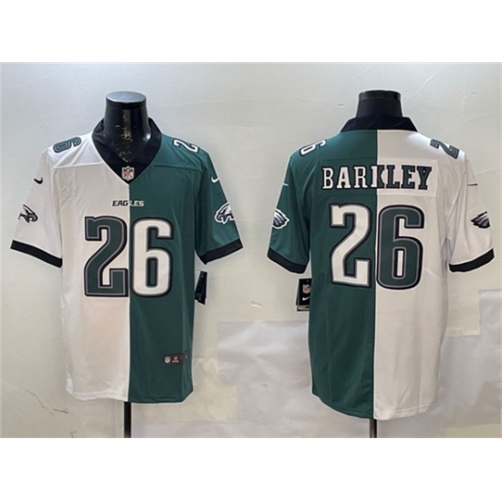 Men's Philadelphia Eagles #26 Saquon Barkley White & Green Split Vapor Untouchable Limited Football Stitched Jersey - Ujersey