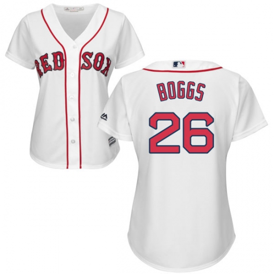 Women's Majestic Boston Red Sox #26 Wade Boggs Authentic White Home MLB Jersey - Ujersey