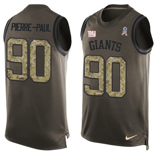 Men's Nike New York Giants #90 Jason Pierre-Paul Limited Green Salute to Service Tank Top NFL Jersey