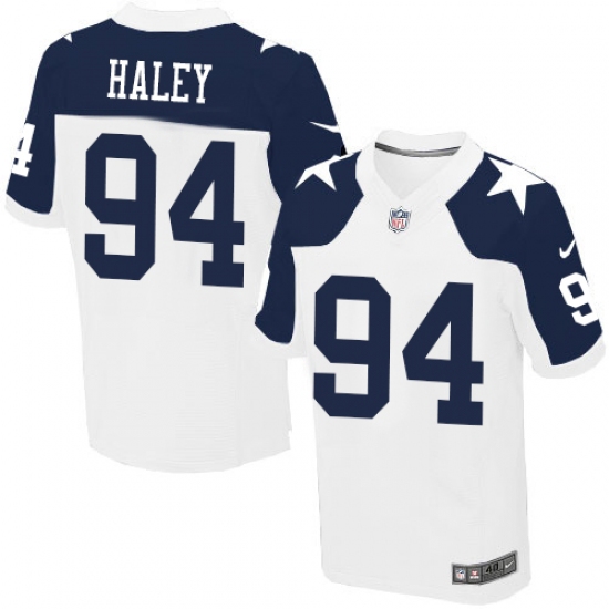 Men's Nike Dallas Cowboys #94 Charles Haley Elite White Throwback Alternate NFL Jersey - Ujersey