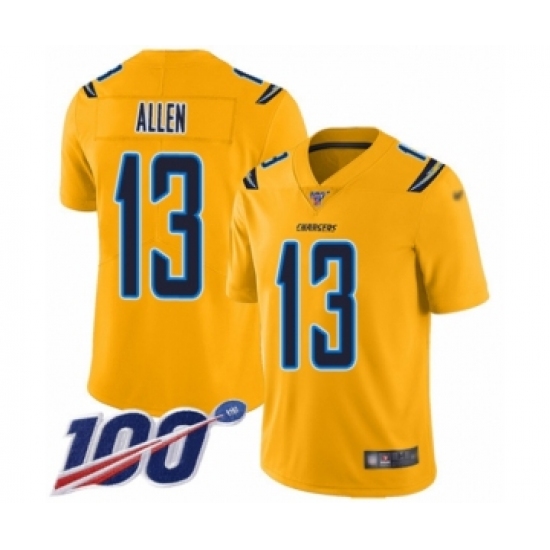 Youth Los Angeles Chargers #13 Keenan Allen Limited Gold Inverted Legend 100th Season Football Jersey - Ujersey