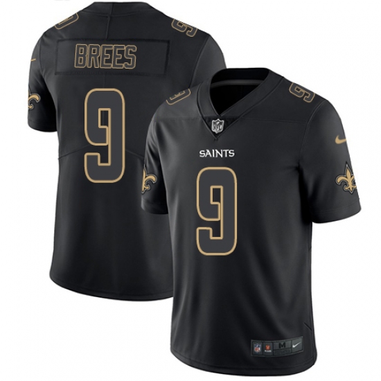 Men's Nike New Orleans Saints #9 Drew Brees Limited Black Rush Impact NFL Jersey - Ujersey