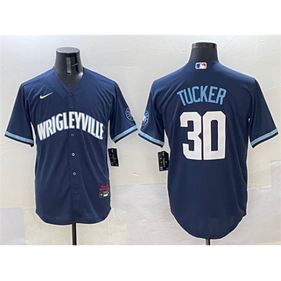 Men's Chicago Cubs #30 Kyle Tucker Navy City Connect Stitched Baseball Jersey - Ujersey