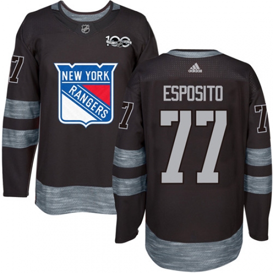Men's Adidas New York Rangers #77 Phil Esposito Authentic Black 1917-2017 100th Anniversary NHL Jersey - Ujersey