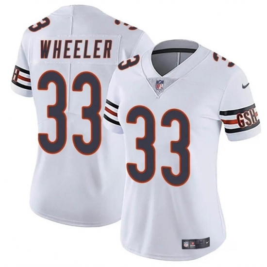 Women's Chicago Bears #33 Ian Wheeler White 2024 Vapor Football Stitched Jersey(Run Small) - Ujersey