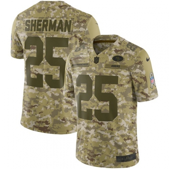 Youth Nike San Francisco 49ers #25 Richard Sherman Limited Camo 2018 Salute to Service NFL Jersey - Ujersey