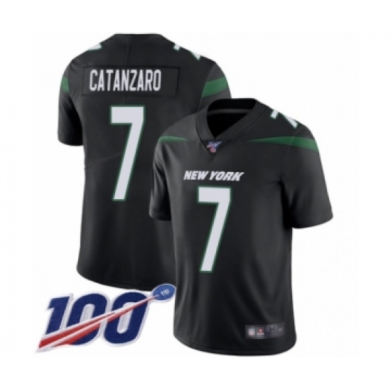 Men's New York Jets #7 Chandler Catanzaro Black Alternate Vapor Untouchable Limited Player 100th Season Football Jersey - Ujersey