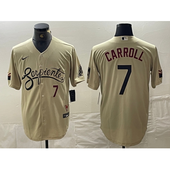 Men's Arizona Diamondbacks #7 Corbin Carroll Number 2021 Gold City Connect Cool Base Stitched Jerseys - Ujersey