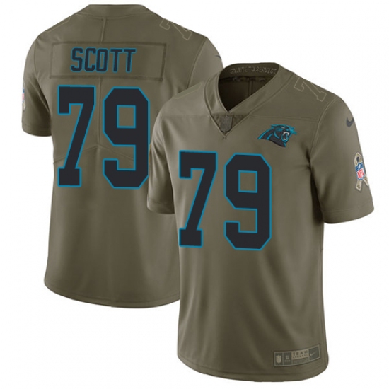 Youth Nike Carolina Panthers #79 Chris Scott Limited Olive 2017 Salute to Service NFL Jersey - Ujersey